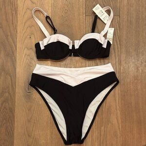 Cupshe Black and Cream Bikini Set